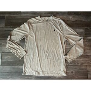 Abercrombie & Fitch Basic Mens Long Sleeve Crew Neck T Shirt‎ Tan Staple Casual